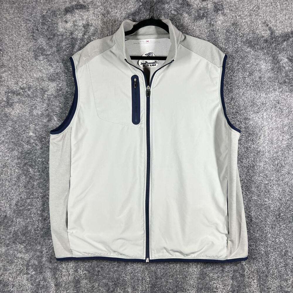 RLX Ralph Lauren Vest Mens XL Gray Windbreaker Collared Lined Beaver Creek